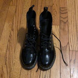 Doc Martens, patent leather crock pattern, unique